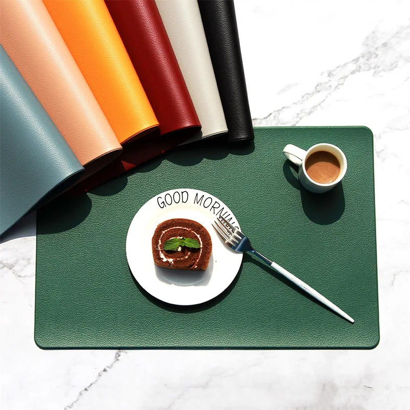 

PU Leather Table Mat Rectangular Waterproof Placemat Non-Slip Tableware Pad Dining Table Oilproof Anti-scalding Insulation Pads