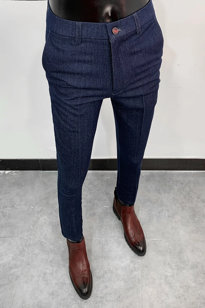 

2020 Men's Casual Business Dress Pants British Style Slim Fit Classic Formal Office Social Pants for Men Wedding Party Trousers