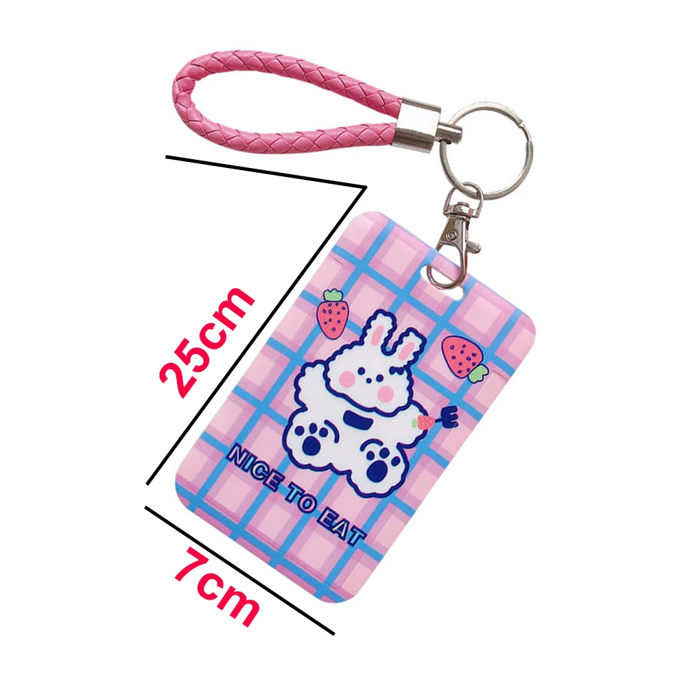 

1 Pcs Practical Badge Holder for Women Bus Card Case With Short Rope Keychain Girls Cute Pattern Protection Cover