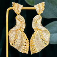 fashion original luxury wave big pendant earrings for noble women wedding party dubai bridal earrings fashion trendy jewelry