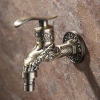 1pcs water tap antique green bronze zinc alloy retro faucet bathroom fixture in wall type washing machine mop pool faucet