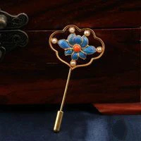

Original designer craft enamel porcelain headgear Chinese style retro unique ancient gold charm women's brand jewelry