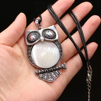 hot natural owl shape shell necklace pendants charms animal jewelry for women girls fashion gift size 38x65mm length 55cm