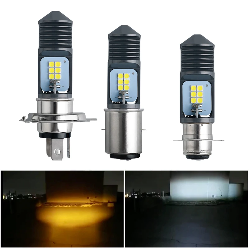 H4 BA20D P15D светодиодные фары лампы для мотоцикла 6000k Hi/lo луч 3030 12SMD LED Скутер ATV