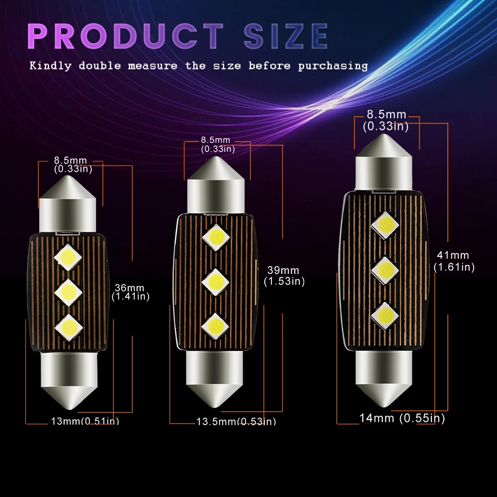 10 шт. 36 мм 39 41 Canbus 3030 3 SMD светодиодсветодиодный лампы без ошибок фестон