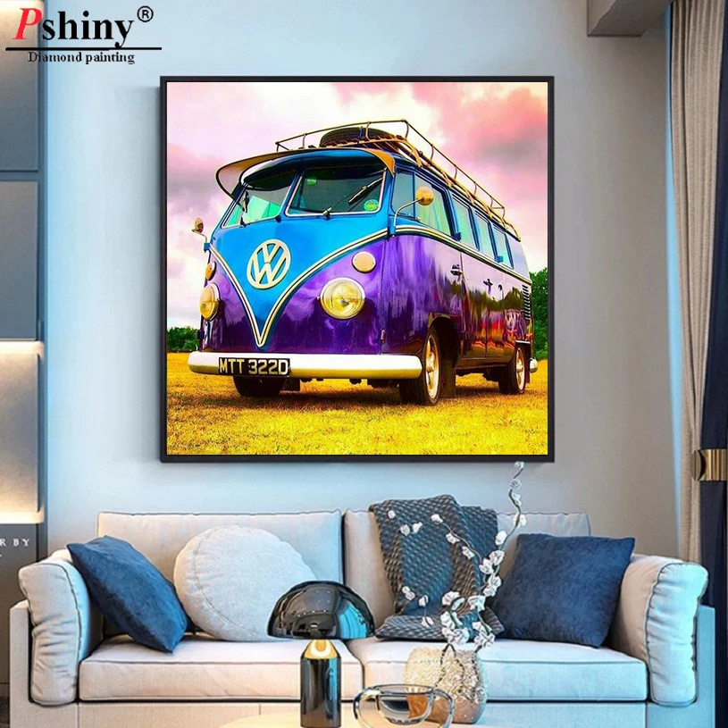 Pshiny 5d полный квадрат и круглый дрель алмазов картина с изображением автобуса vw