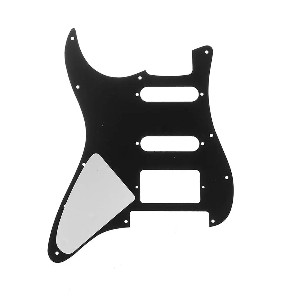 Musiclily Pro 11-Hole Strat HSS гитара Накладка для американского/мексиканского Fender Stratocaster Floyd Rose Bridge Cut, 3Ply Black