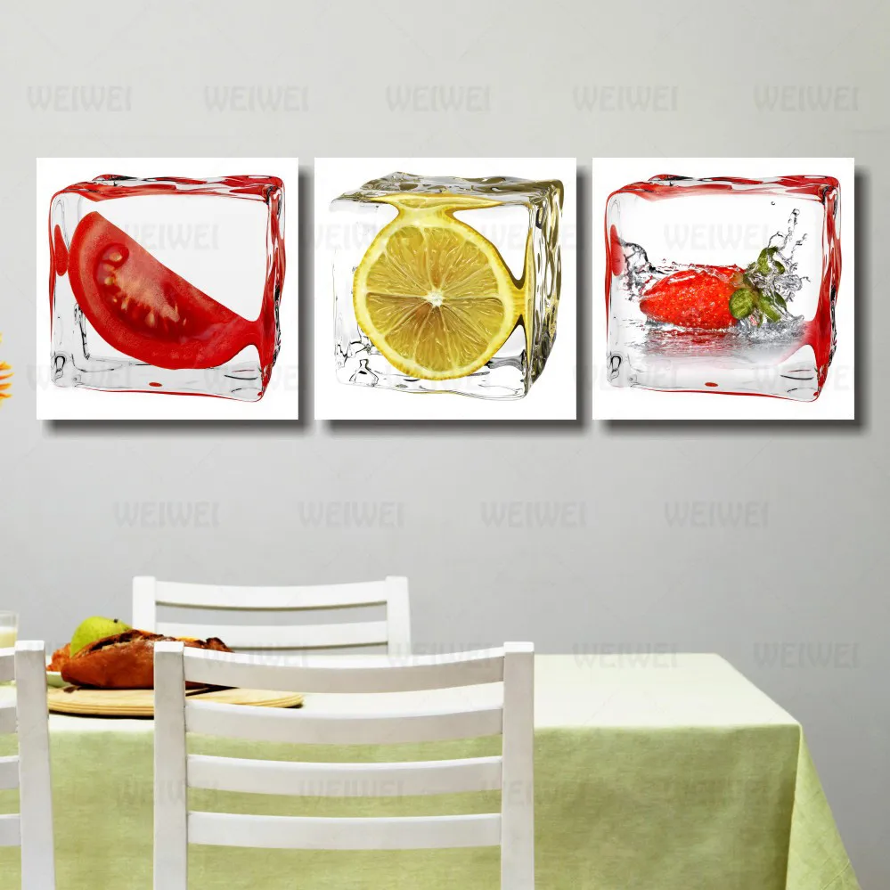 

3 panel printed fruit lemon Canvas painting Modern Modular pictures On for kitchen decor wall art for living room photos