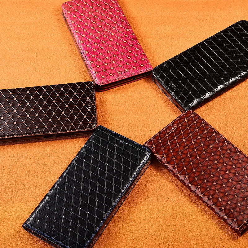 

Rhombus Texture Genuine Leather Case for Nokia 3.1 3.2 3.4 4.2 5.3 6.2 5.1 6.1 7.2 7.1 8.1 8.3 Plus Flip Cover Protective Cases