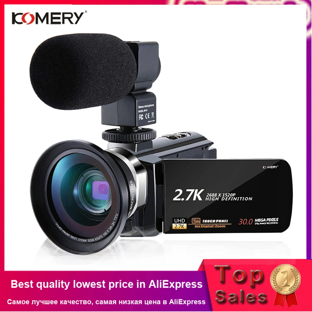 Видеокамера KOMERY 2 7 K веб камера для видеокамеры IPS HD сенсорный экран 3 0 дюйма FHD с