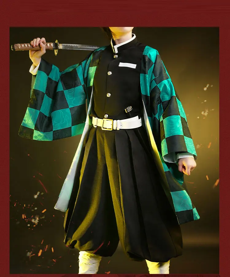 Demon Slayer Kimetsu no Yaiba Kamado Tanjiro Косплей Костюм Униформа костюмы для Хэллоуина для мальчика аниме одежда костюмы cos