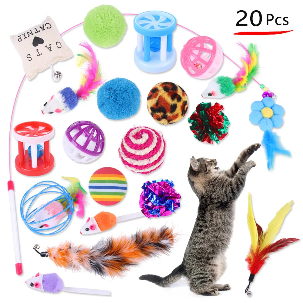 

Pet Toy 20-piece Cat Toy Funny Cat Stick Mouse Variety of Supplies Cats Toys for Juguetes Para Gatos Items Pets Interactive