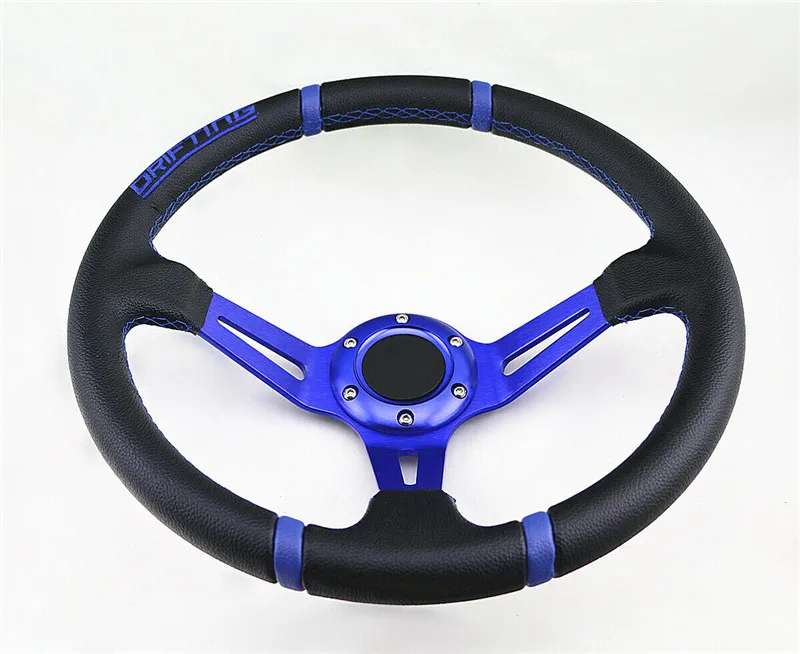 Универсальное синее гоночное рулевое колесо и гудок с 6 спицами болтами 350 мм |