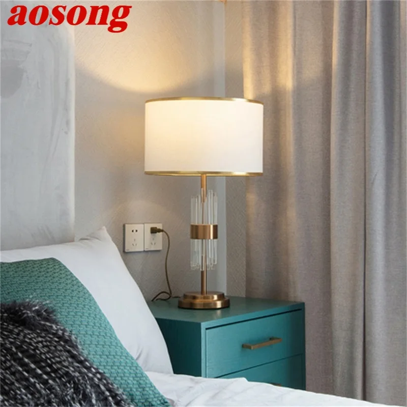 

AOSONG Table Lamp Contemporary LED Crystal Gold Desk Lighting Decorative for Home Bedroom