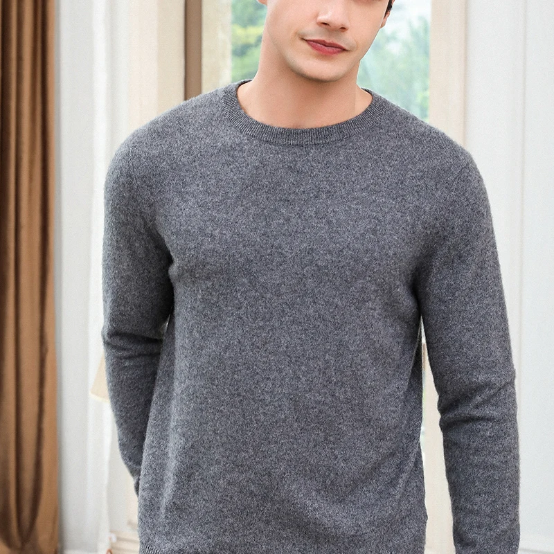 Свитер мужской зимний теплый с длинным рукавом и круглым вырезом|Джемперы| |