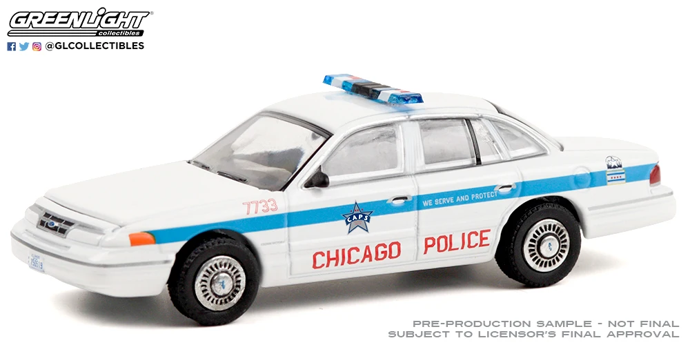 Перехватчик GreenLight 1:64 1995 Ford Crown Victoria модели автомобилей из белого сплава под