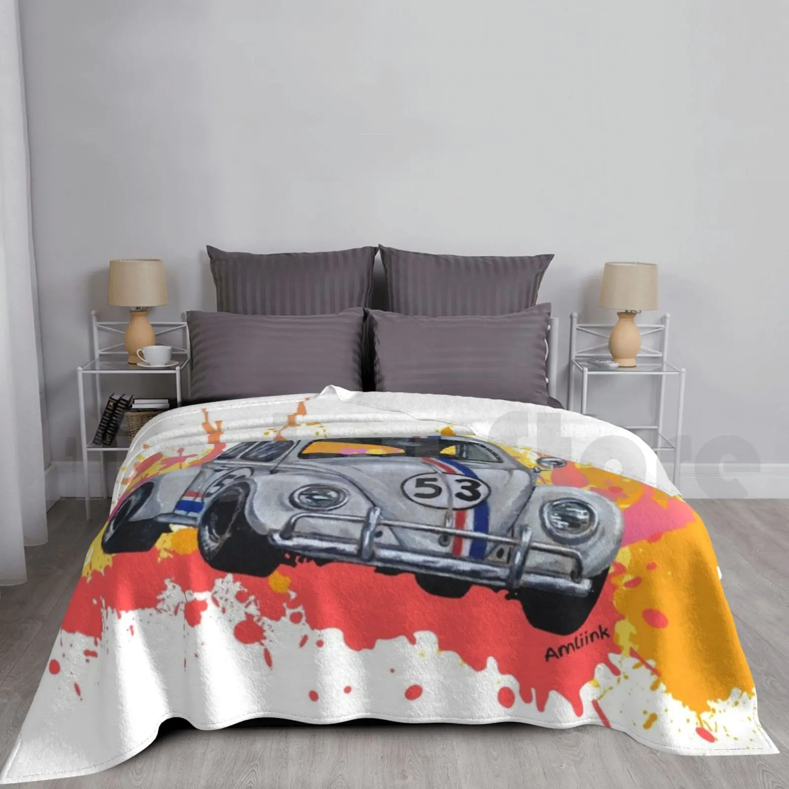 

Cox Herbie Blanket Fashion Custom 2582 Car Vintage Choupette Color Stains Trend Splash Ink