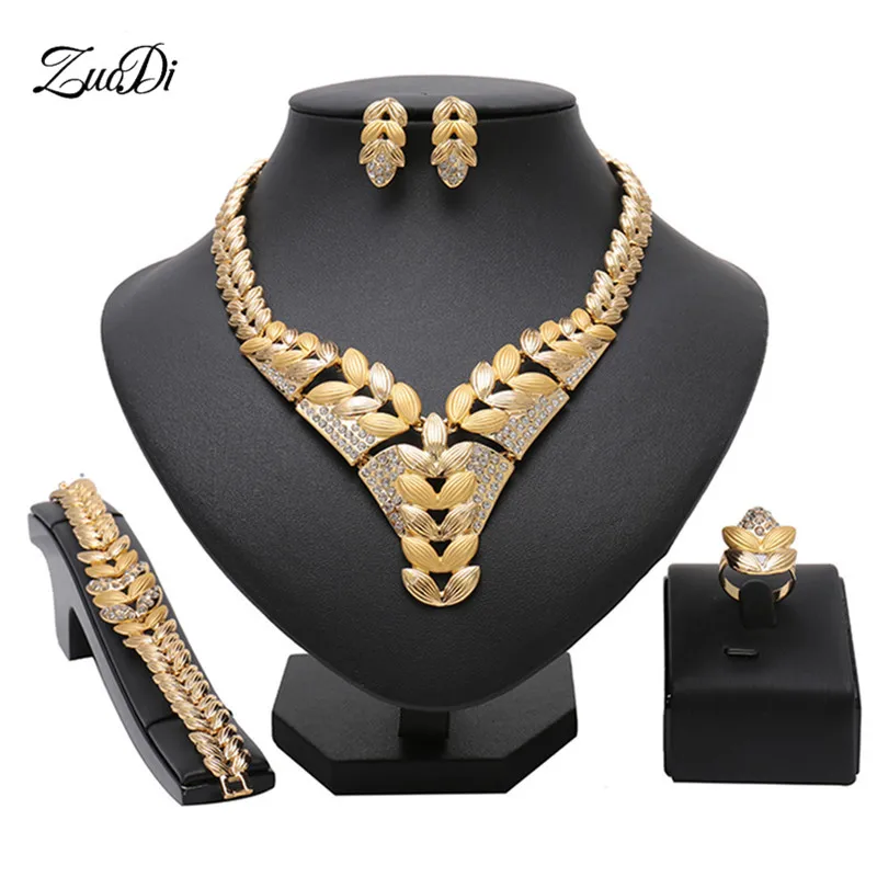 

ZuoDi 2019 statement Bridal jewelry set brand Nigerian Wedding woman accessories jewelry set Wholesale Dubai Gold Jewelry Set
