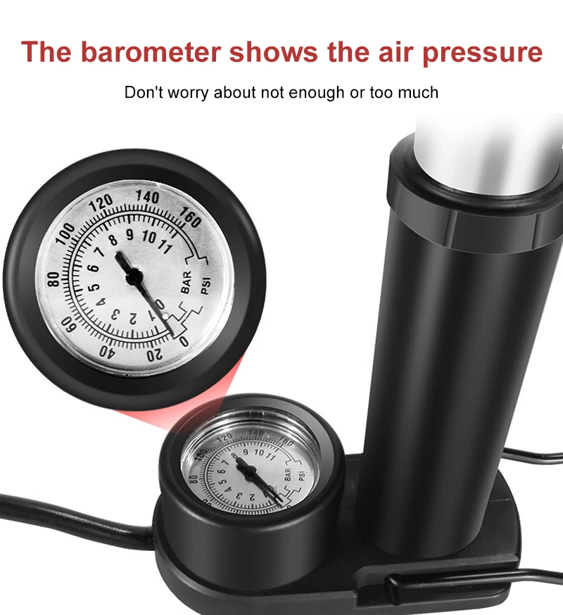 Professional Bike Tyre Inflator Mini Portable Bicycle Foot Pump With Pressure Gauge Accessories Multi-function Valve Air | Спорт и