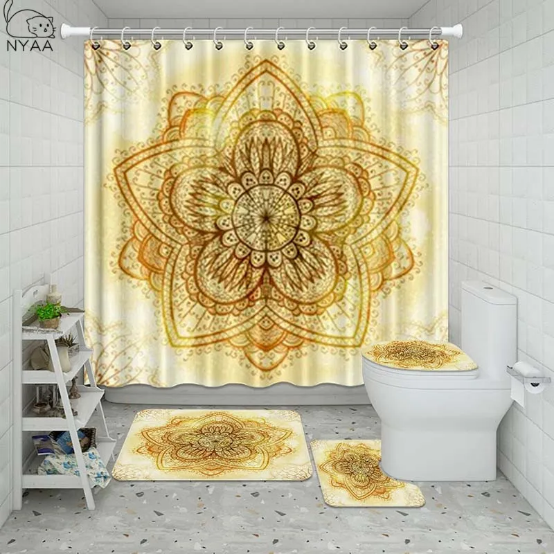 Vixm индийская Мандала Ванная комната Водонепроницаемая душевая занавеска набор с