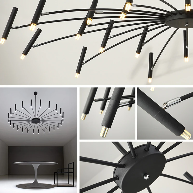 

Modern Decor Gold LED Chandelier Lighting Nordic Design Living Room Indoor Decor Hanging Lamp Black Supension Dining Lamp Lustre