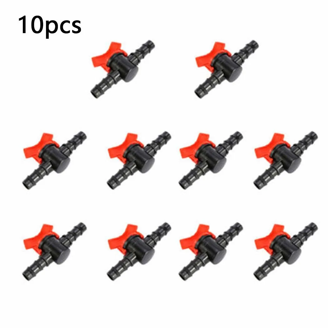 

5/10pcs Barbed Irrigation Valves. 4mm In-Line Garden Pipe Stop Adapter Connector Crane Irrigation Garden Tap