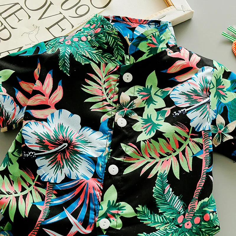 Summer Baby Boy Clothes Outfit Set Infant Boys Clothing Suits Print Shirt + Shorts 2Pcs Outfits Kids Beach Costume |