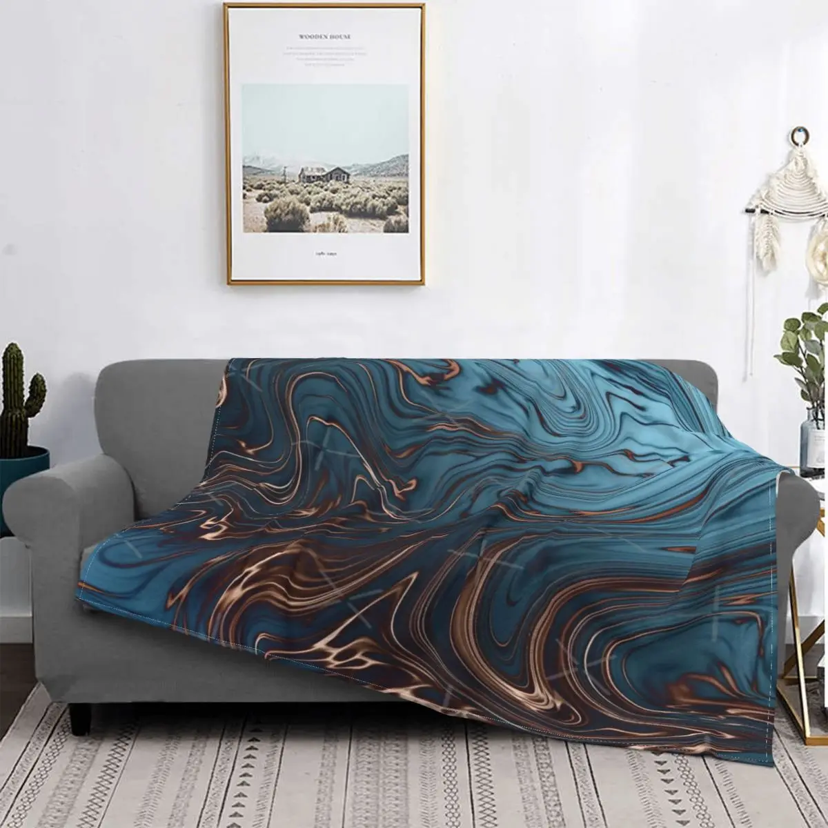 

Manta con Textura líquida azul oscuro, colcha para cama a cuadros, manta para cama a cuadros en el sofá