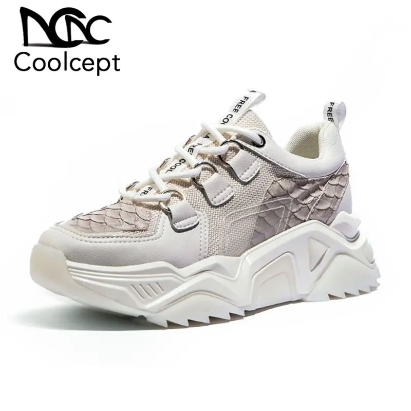 Coolcept/женские кроссовки из натуральной кожи Белая обувь на толстой подошве