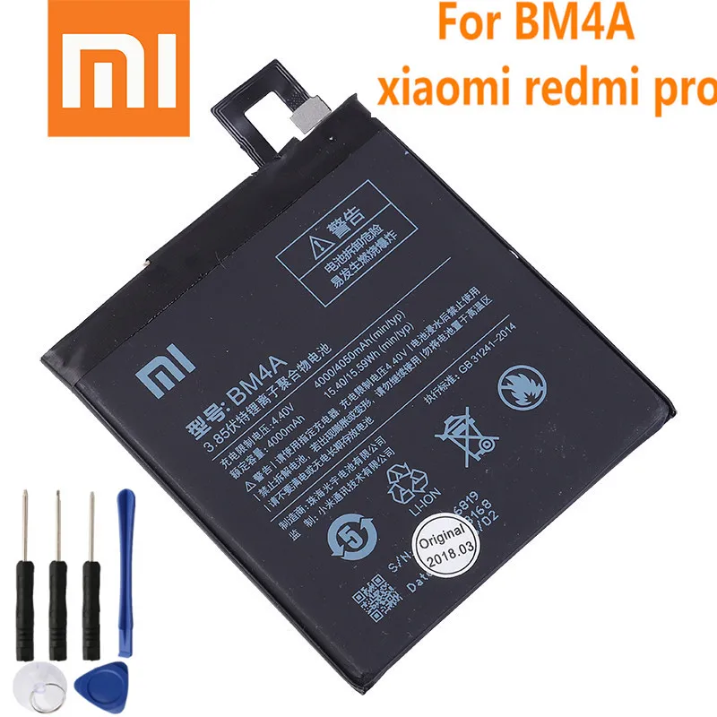 Аккумулятор xiaomi BM4A 100% мА · ч 4000 оригинал для Redmi Pro аккумулятор мобильных