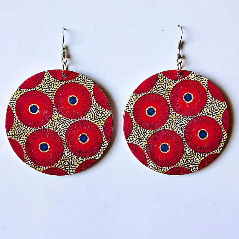 Wood Africa Map Printing Flower Geo Earring Vintage Party African Afro Jewelry Wooden DIY Club Gift | Украшения и аксессуары