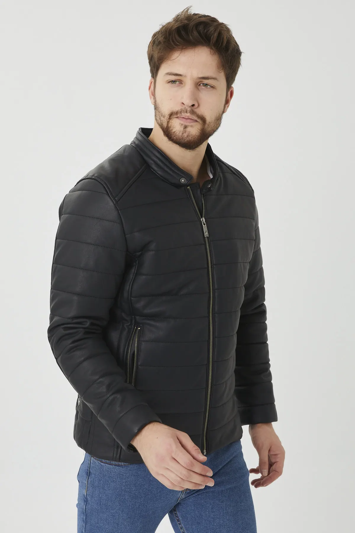 

GAVAZZ MALE INSIDE FURRY SWELLING MATTE LEATHER COATS JACKET 509 MODEL