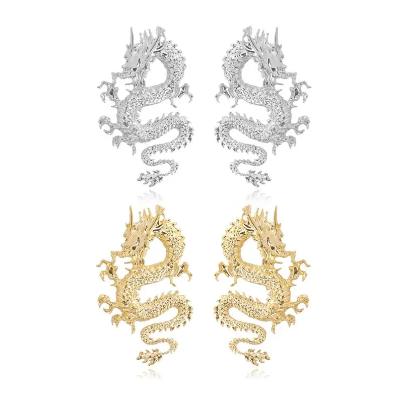 Серьги гвоздики с драконом в стиле панк рок ювелирные изделия для игр
