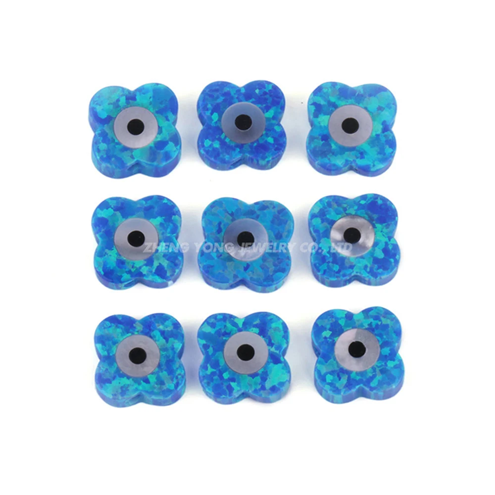 Лидер продаж бесплатная доставка 10х10 мм OP05 синий цветок злой глаз опал камень