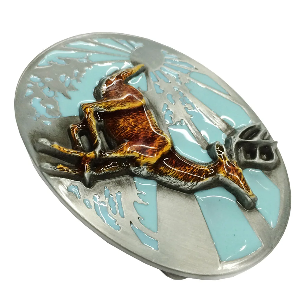 Винтажный Западный Ремень Пряжка эмалированный олень Родео животное Jeder мужской