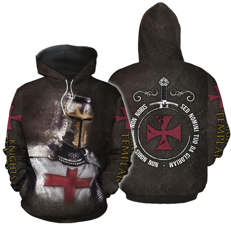 

Новая модная толстовка с капюшоном, свитшот с 3D принтом В рыцарском стиле, толстовка с капюшоном на молнии, модная толстовка унисекс в стиле ...