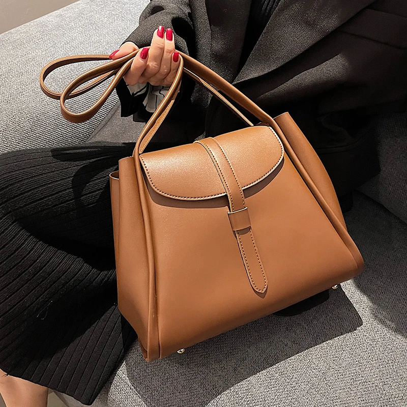 

Large Capacity PU Leather Shoulder Bags for Women 2021 New Good Quality Shoulder Bag Fashion Handbags and Purses Simple Totes