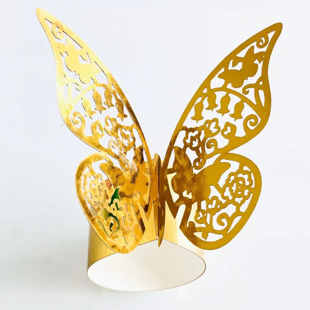 50pcs Hollow Butterfly Pearl Paper Napkin Rings Towel Buckle Serviette Holder Wedding Banquet Dinner Table Decoration New | Дом и сад