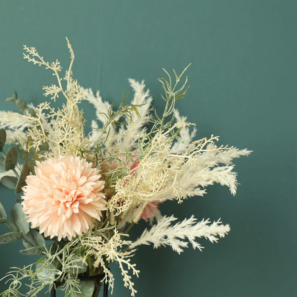 

38cm Silk Peony Pompon Hydrangea Flower Bride Artificial Bouquet Bridesmaid Sister Mini Bouquet Wedding Supplies