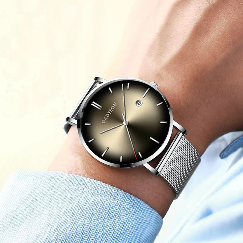 Часы мужские 2020 Модные Простые подарок для мужчин Relojes кварцевые сетчатые пояса