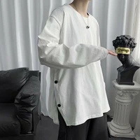 men clothing t shirt trendy 2021 spring summer new style solid color round neck short sleeve loose casual streetwear white