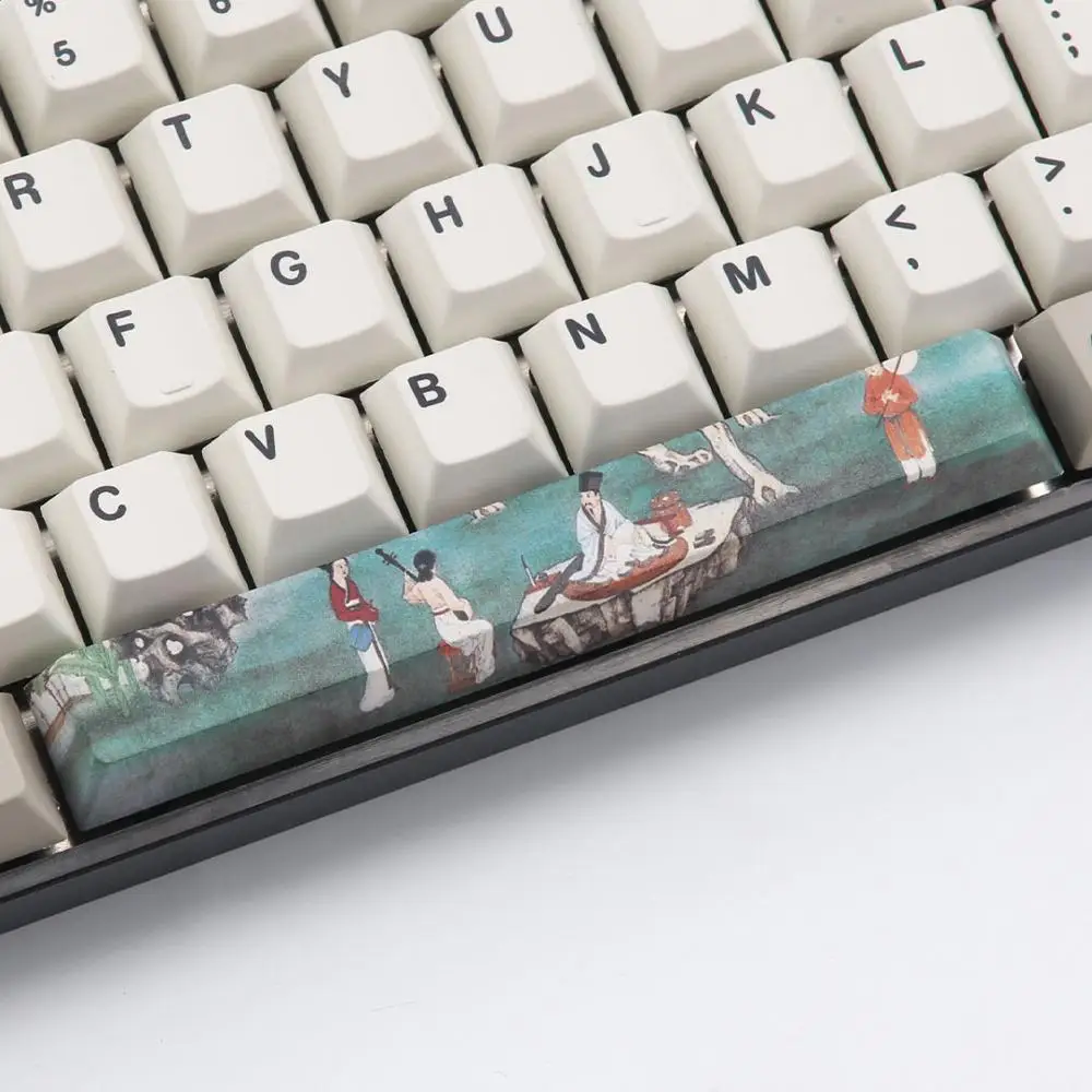 Ancient painting Пятисторонний краситель-подложка Spacebar PBT 6.25U Вишневый профиль keycap для DIY механической клавиатуры - Цвет: Ancient painting