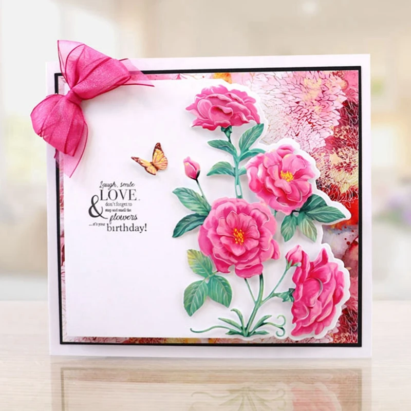 Роза дафодил 3D deckpa металлические трафареты для пресс формы скрапбукинга