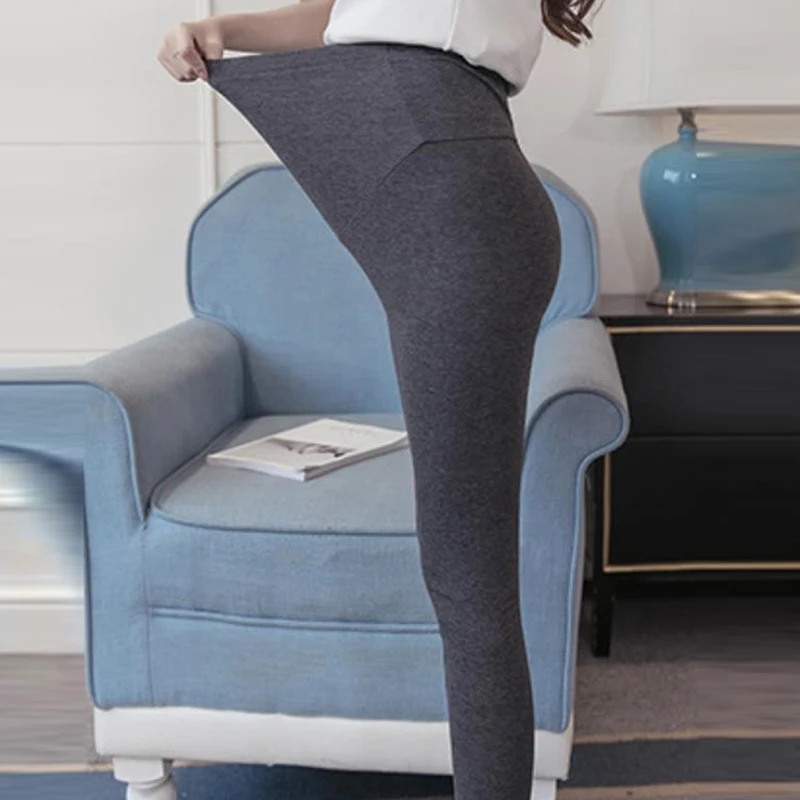 Pantalones de Yoga deportivos suaves el&aacute;sticos para mujer, mallas de maternidad de longitud completa, de felpa francesa, Leggings de vientre de alta calidad-2