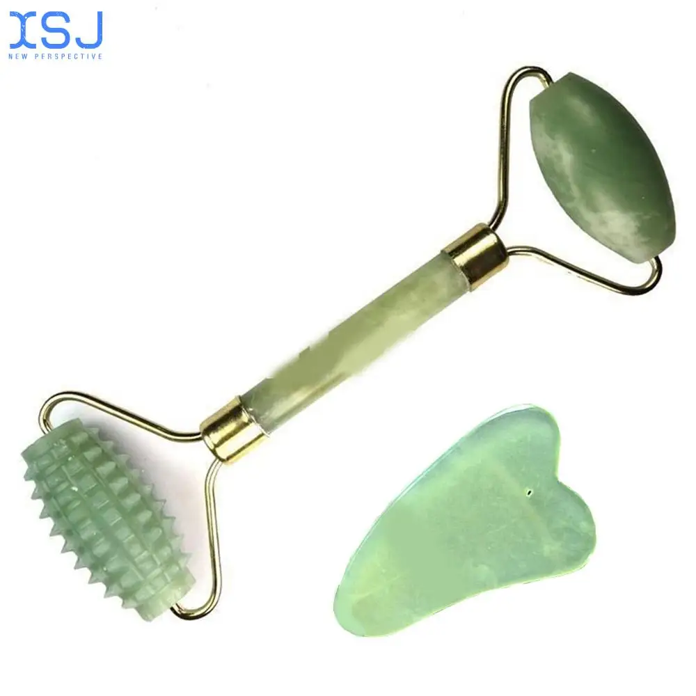 

Home Decoration Crafts Stones Facial Massage Roller Double Head Jade Roller Natural Beauty Massager Face Lift Tool Green