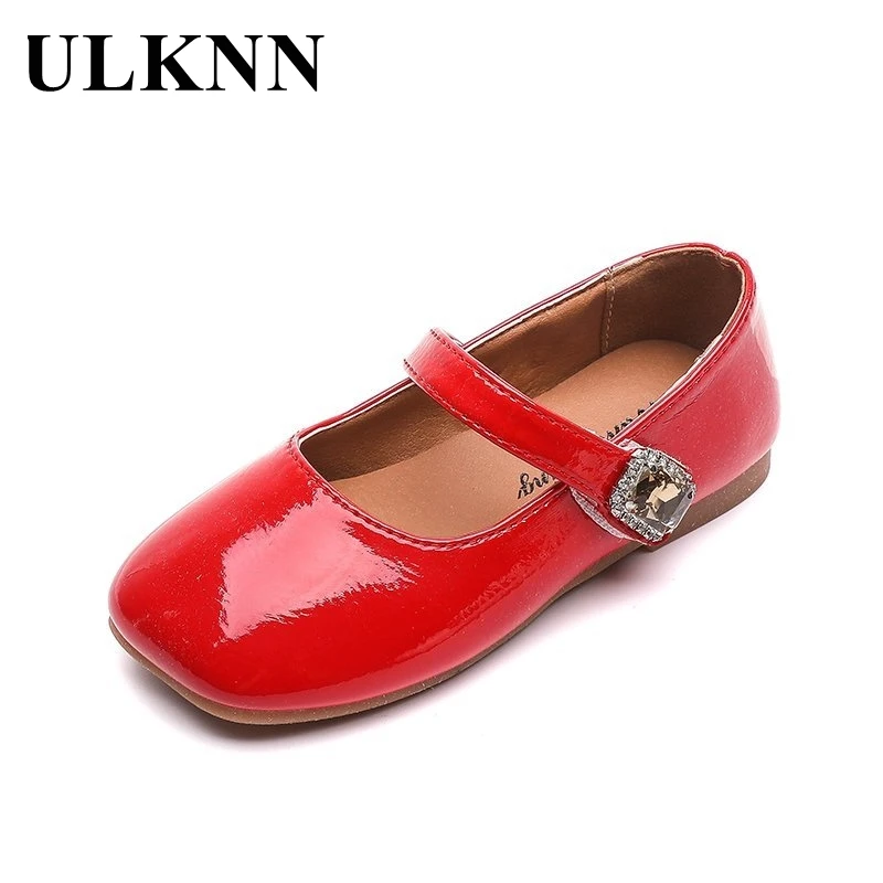 Кожаные туфли ULKNN для девочек элегантные детские принцессы из лакированной кожи