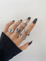stillgirl 6pcs punk tai chi silver color fairy rings for women vintage flower heart stranger things couple emo fashion jewelry