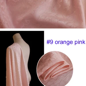 9 orange pink Тяжелый шелк материал лотоса жаккард шелковая ткань для платьев рубашки шелк вискоза - Цвет: 9 orange pink