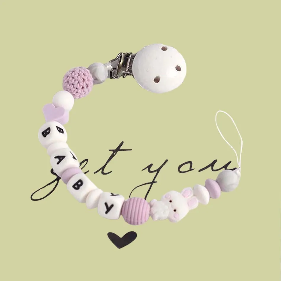 

Цепочка-держатель для пустышки, силиконовая, безопасное Прорезывание Зубов, экологически безопасные бусины