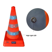 70cm flashing warning led safety road cone foldable roadblock rechargeable telescopic ice cream shape reflective traffic cone